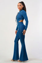 Load image into Gallery viewer, LACE-UP UNBOTHER FLAIR JUMPSUIT
