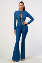 Load image into Gallery viewer, LACE-UP UNBOTHER FLAIR JUMPSUIT
